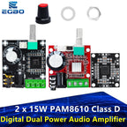 1PCS EGBO Super Slim 2 x 15W PAM8610 Class D Digital Dual Power Audio Amplifier Board 12V black