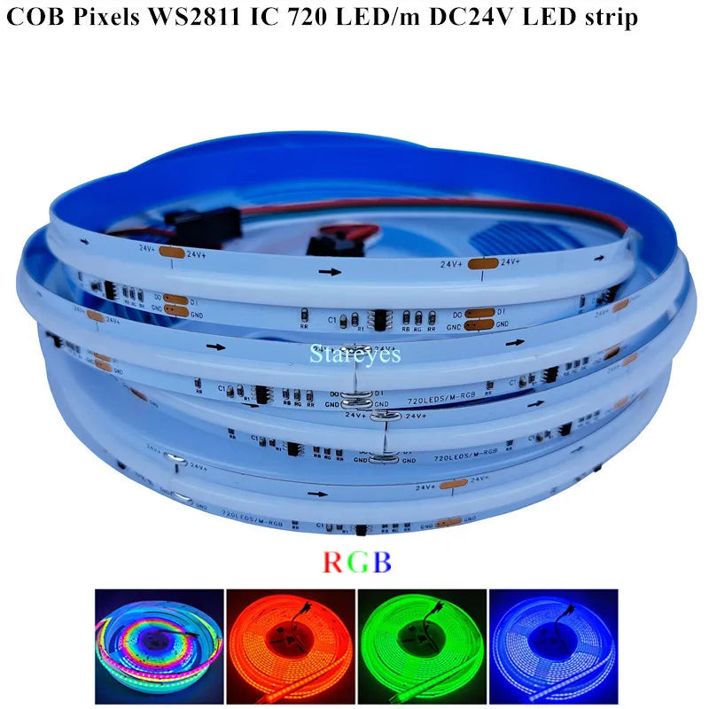 COB SPI LED Strip Light 24V 5m Addressable Pixels White CCT RGB RGBW RGBCCT WS2811 WS2814 Digital IC FCOB Magic Color Tape Rope