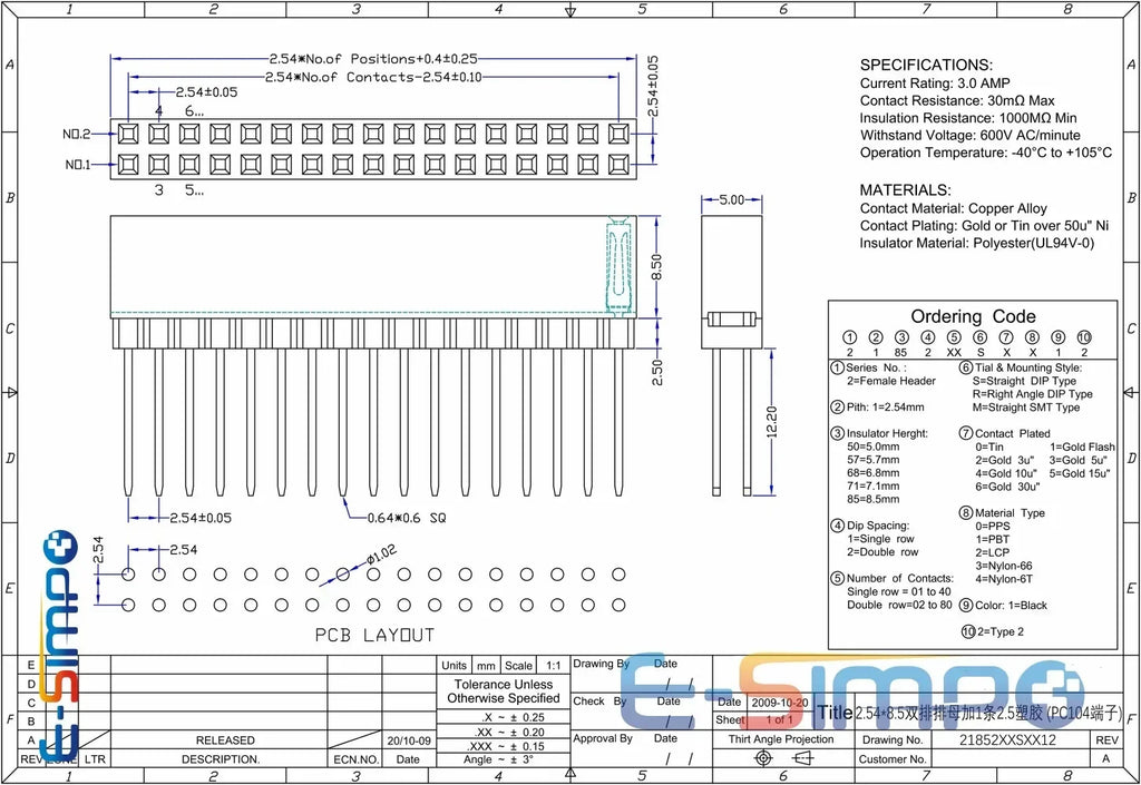 10pcs 2.54mm PC104 Industrial Long Square Pin 2X16P 2X20P 2X25P/32P/40P PH8.5+2.5mm Double Row Gold Motherboard Female Header
