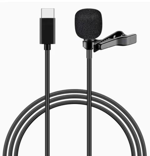 Clearance_MC01 Portable 1.5m Wired Mini Microphone Type C For Phone PC Laptop Metal Clip-on Lavalier USB mic 3.5mm Condenser Mic