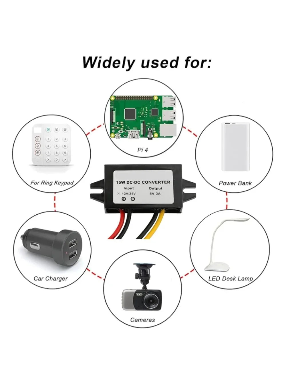 Waterproof 12V 24V to 5V 3A Converter DC-DC Step Down Module Power Adapter USB-A Female/Type C/dual USB/open Wire Connector