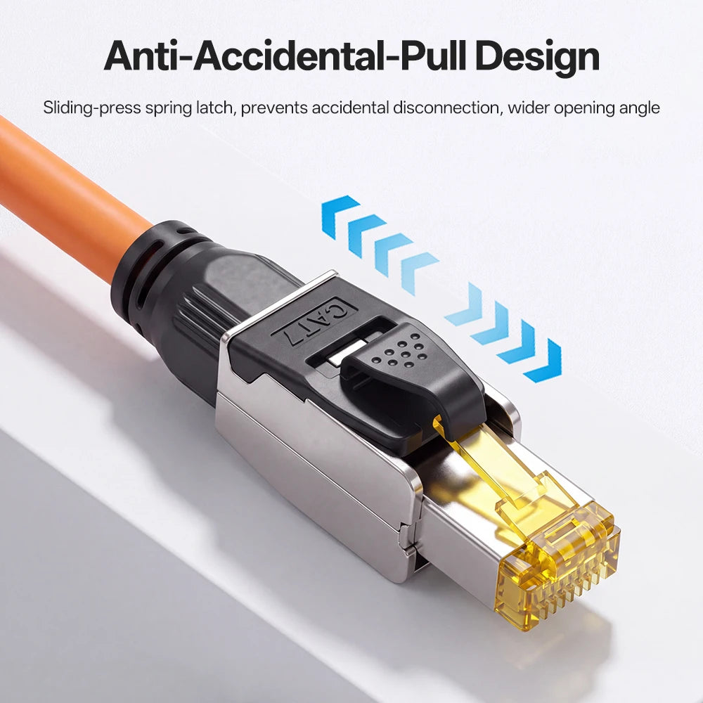 Cat7 Tool‑Free RJ45 Connector Shielded Reusable Field Termination Zinc‑Alloy No Crimp for CAT7 CAT6A STP Network Cabling Project