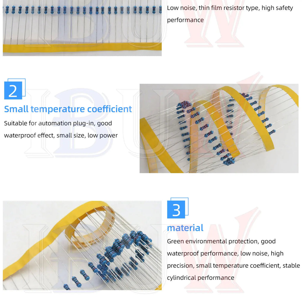 100PCS/lot 1/4W Metal film resistor 1R~22M 1% 100R 220R 1K 1.5K 2.2K  4.7K 10K 22K 47K 100K 100 220 1K5 2K2  4K7 ohm resistance