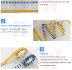 100PCS/lot 1/4W Metal film resistor 1R~22M 1% 100R 220R 1K 1.5K 2.2K  4.7K 10K 22K 47K 100K 100 220 1K5 2K2  4K7 ohm resistance