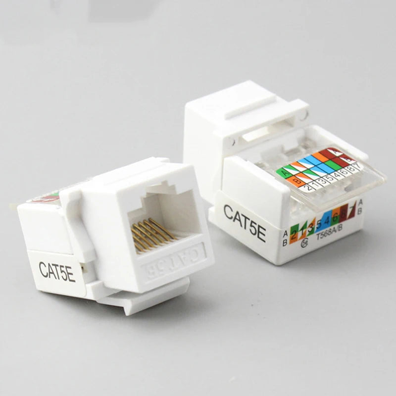 10Pcs RJ45 CAT5e Ethernet Network Keystone Jack Clip Module Wall Plug Connector