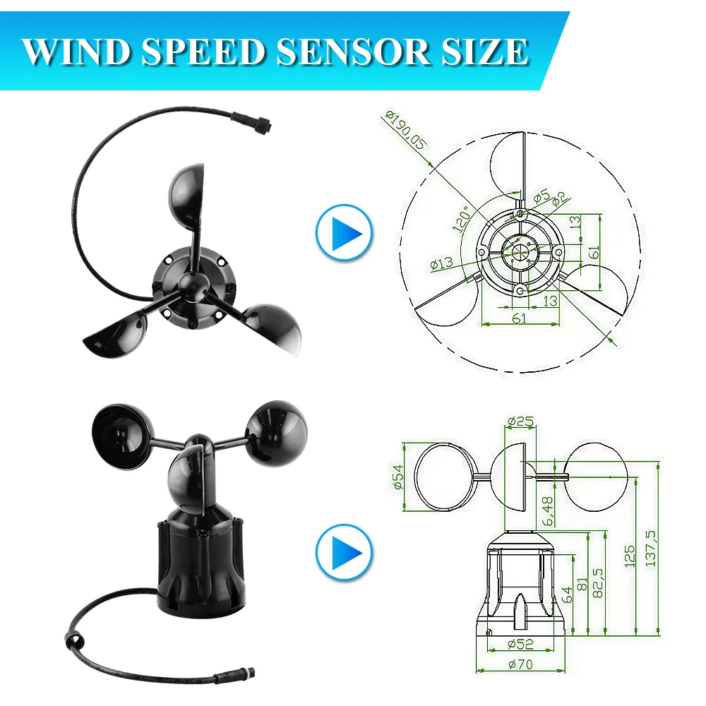 30m/s Weather Station Outdoor Anemometer Sensor Polycarbon 360° Wind Direction Transmitter Sensor Output RS485 4-20MA 0-5V 0-10V