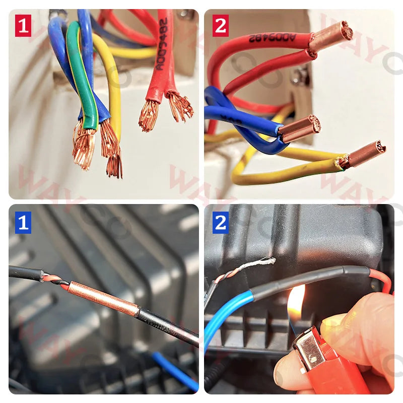 100PCS GT Copper Crimp Terminals Electrical Wire Cable Tubular Connectors Ring Sleeve Ferrules Lugs Have Heat Shrink Tubing