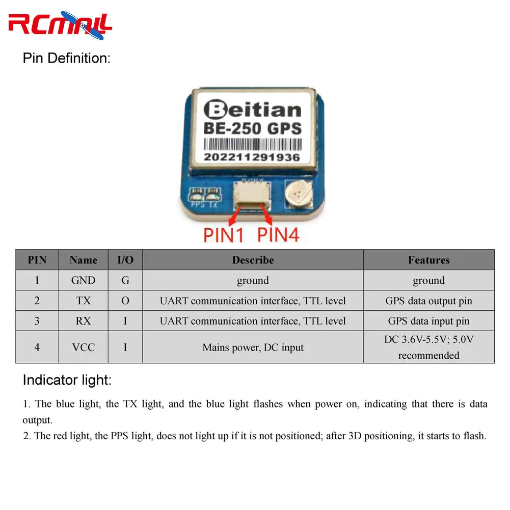 Beitian GPS Module BE-180 BE-220 BE-250 BE-280 BE-450 with Antenna M10 GNSS Ultra-low Power GNSS Receiver for Vehicle Drones