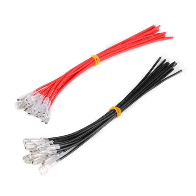 10pcs 2.8/4.8/6.3mm Crimp Terminal Splice Female Spade Connector Splice With Red Black Wire 20cm