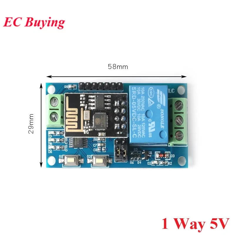 ESP8266 ESP-01 WiFi Relay 1 2 4 Way Channel 5V 12V Things Smart Home Remote Control Switch ESP01 Wireless Module Phone APP