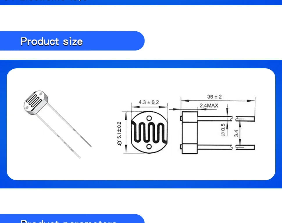 10PCS 5mm LDR Photo Light Sensitive Resistor Photoelectric Switch Sensor 5506 5516 5528 5537 5539 5549 12528  For Arduino