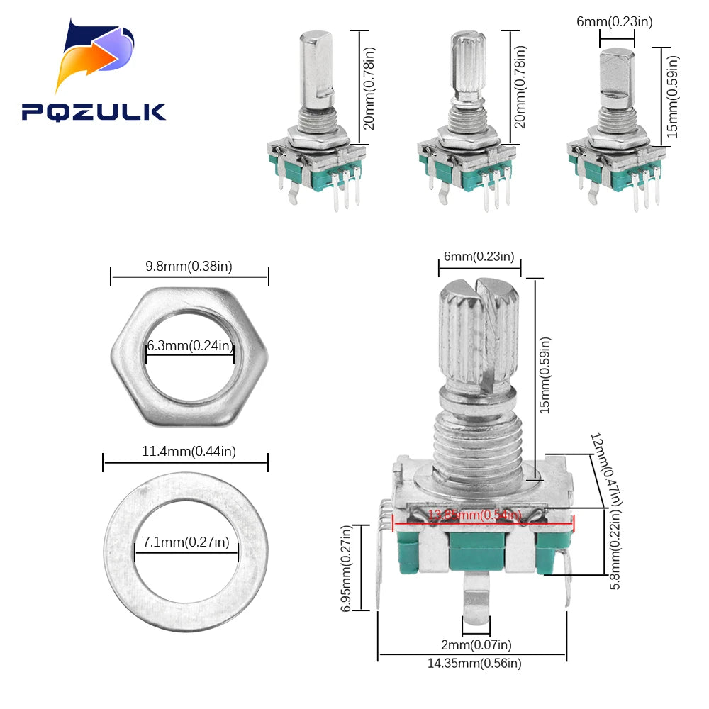 5PCS  20 Position Incremental 360 Rotary Encoder Knob Button Switch EC11 Arduino Digital Potentiometer 15/20mm Plum Half Shaft