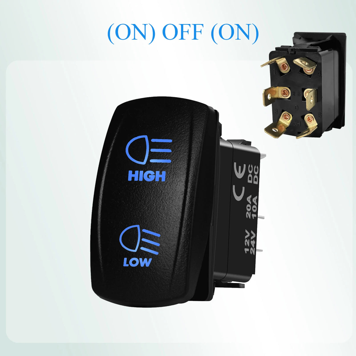 12V Reverse Polarity Rocker Switch DPDT ON-Off-ON 6 Pin Momentary/Latching for Winch Linear Actuator Car Window RV Jack Boat RV