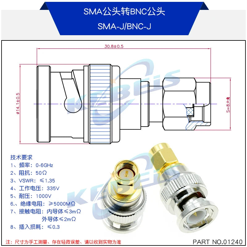 2PCS BNC to SMA Connectors SMA BNC Adapter Male to Female for Antenna/Extension Cable SMA to BNC RF Connector Kits ﻿
