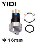 16mm Metal Rotary Selector Switch 2 3 Position On Off 12V Led Red Green Stainless Steel Push Button Switch 1NO1NC Latching SPDT