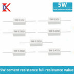 10Pcs 5W Ceramic Cement Resistor 5% In A Pack 0.1R 0.22 0.33 0.5 Ohm 6.8K 0.25R 0.5R 3R 27R 12R 100R Non-inductive Resistors