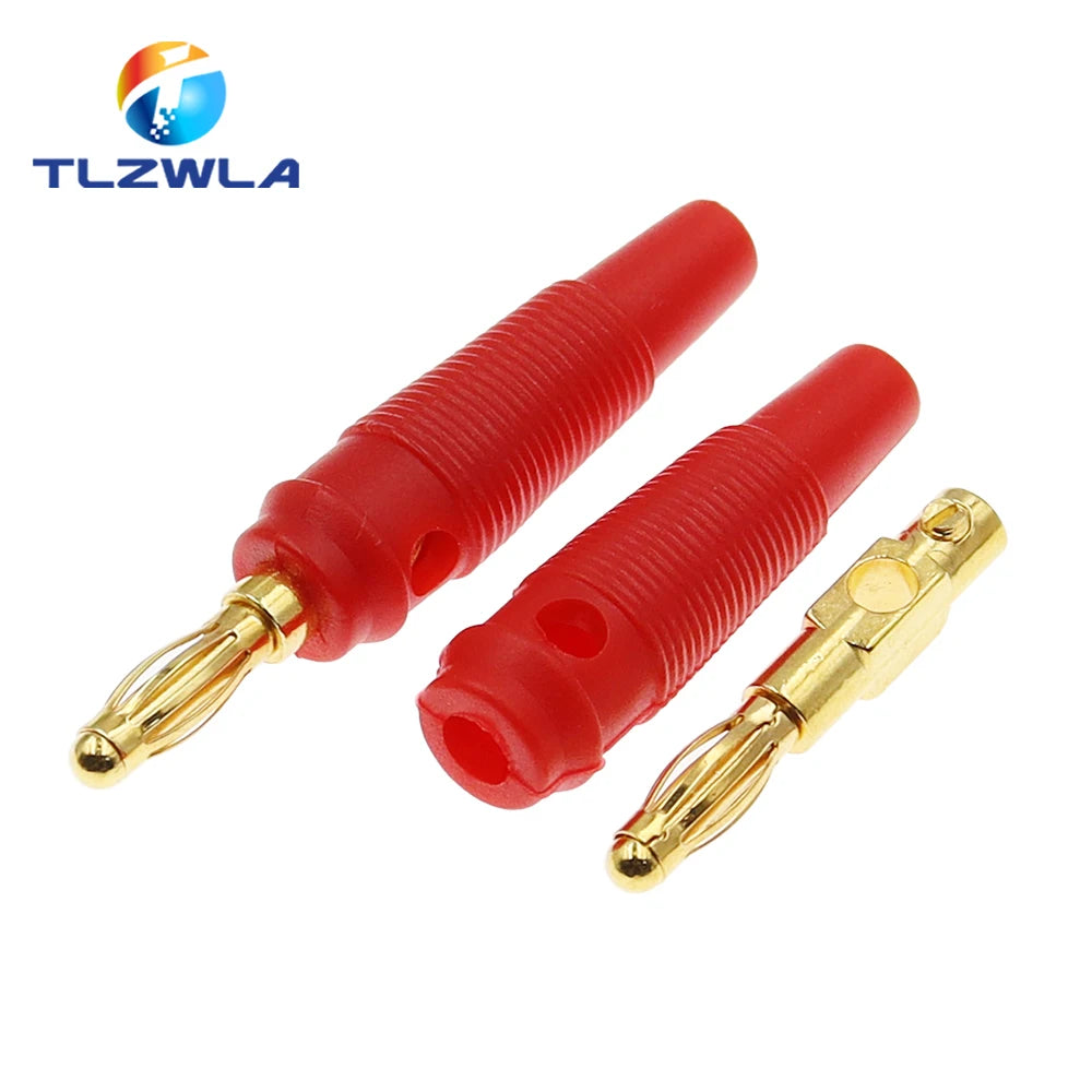 5PCS New 4mm Plugs pure copper Gold Plated Musical Speaker Cable Wire Pin Banana Plug Connectors