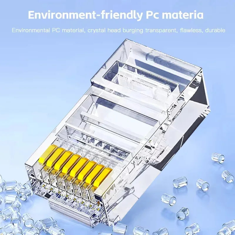 RJ45 Cat6 Pass-Through Connectors Gold-Plated Unmodule Plug Network RJ-45 Crystal Head Ethernet Cable 50/100pcs