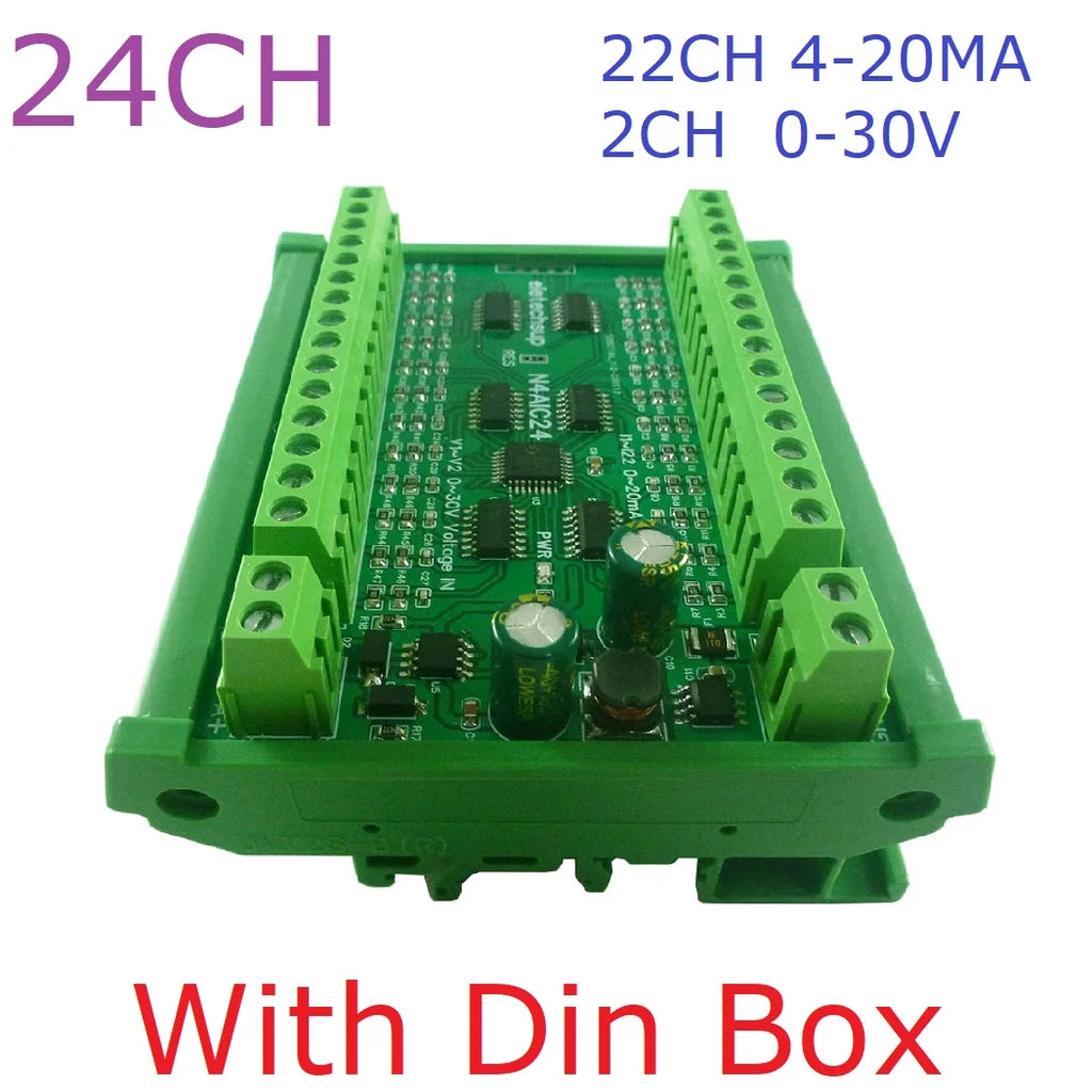 22CH 4-20MA Current & 2CH 0-30V Voltage Input RS485 AI Module 24CH 12-bit ADC Collector Board MODBUS RTU PLC IO