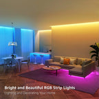 25/50/100/130/200FT RGB LED Smart Light Strip, App & 24-Key Remote Control, Music Sync, 24V, Multiple Modes for Living Room Bedroom Courtyard Party Halloween Christmas Decor