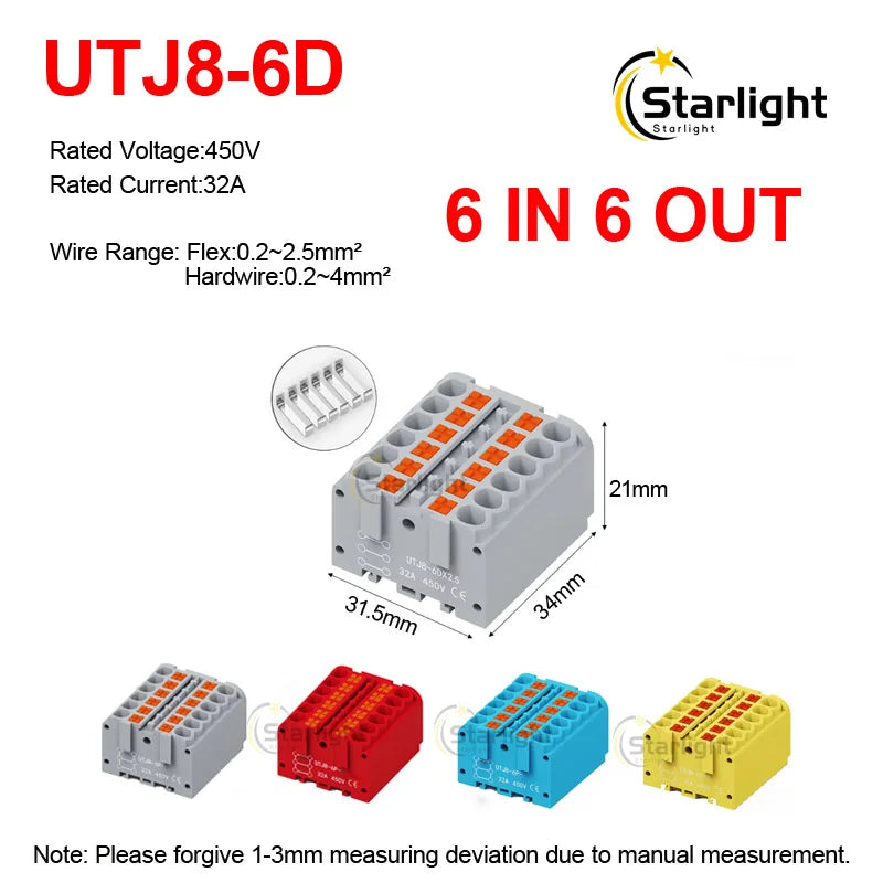 Distribution block PTFIX2.5mm² Wire Electrical Cable Connectors Plug-in Terminal Block  Splitter DIN-Rail Mounting Junction Box