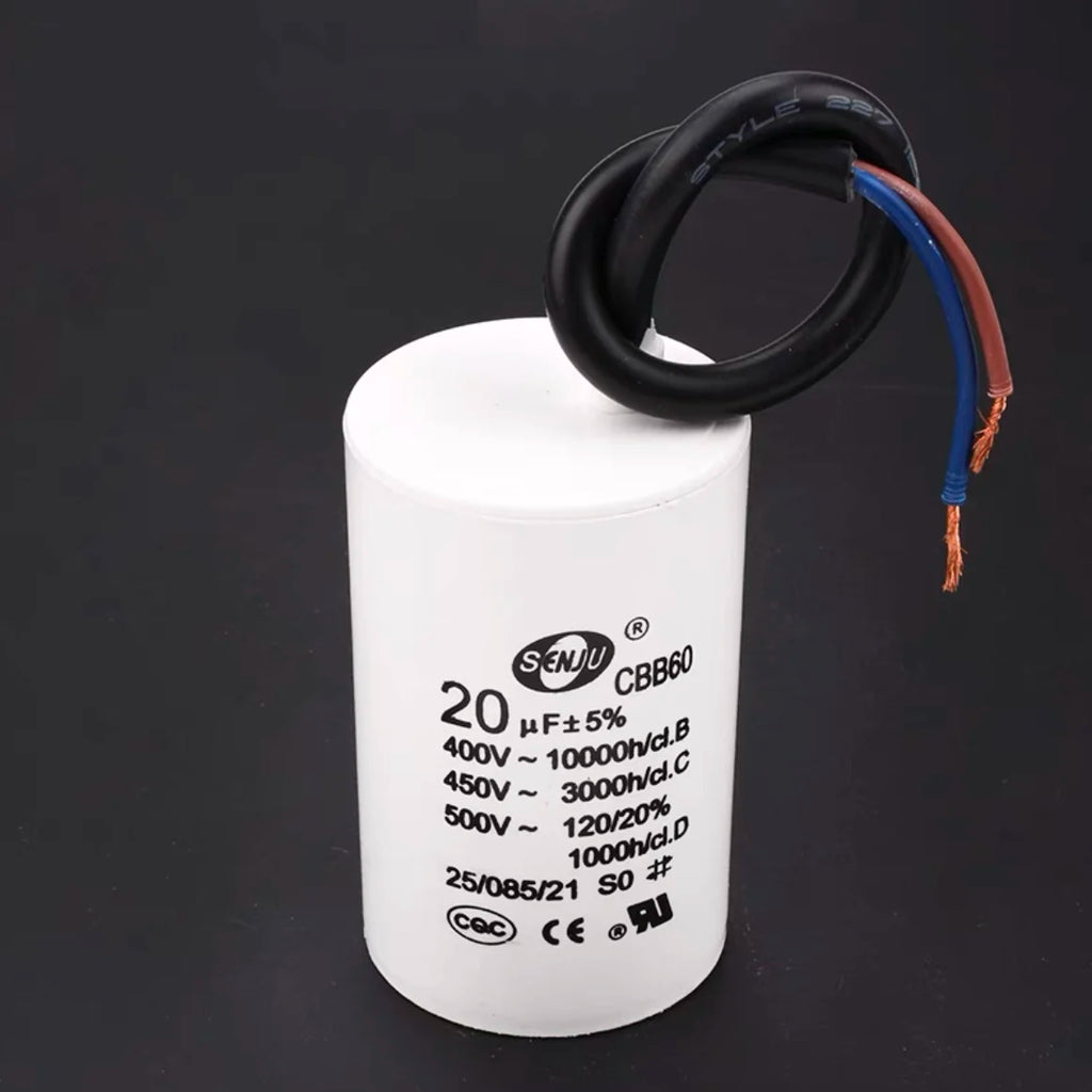 CBB60 Motor Start Capacitor for Washing Machine, Spin Dryer, Water Pump 4/5/6/8/10/12/20/100UF