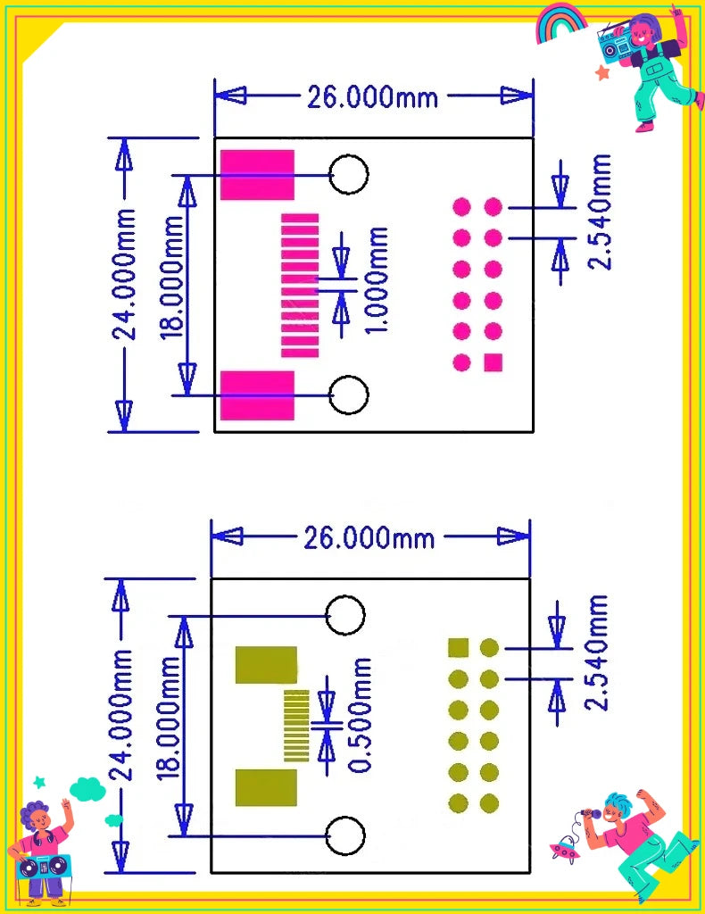 1PCS  Test Board FPC 4 8 10 12 20 30 60 Pin PCB Double Sided FFC FPC Flex Cable Adapter Pitch 0.5mm 1.0mm to 2.54mm Connector
