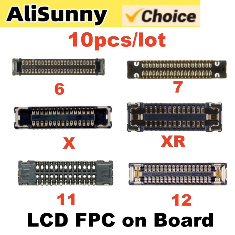 10pcs LCD Display FPC Connector On Board For iPhone 11 12 Pro X XS Max XR 7 8 6 Plus 6S Clip FPC On Motherboard