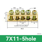 1 PCS Multi Specification Brass Ground Strip 5/6/7/8/9/10/12/15/20 Hole Brass Rod Grounding Terminal Ground Bar Terminal Strip