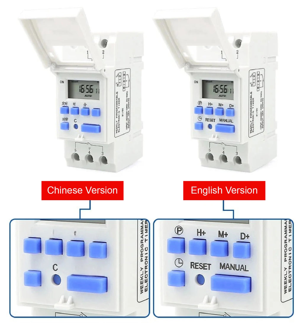 THC15A Digital Timer Switch Programmable Time Switch 30A DIN Rail Weekly Timer Relay 12V 24V 110V 220V LCD Controller