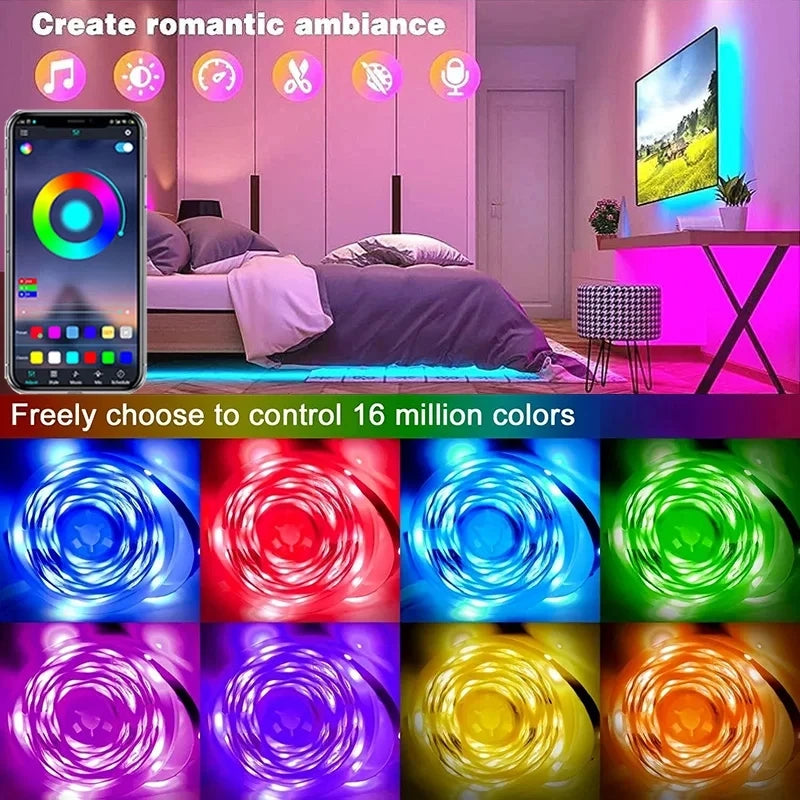 1-30M USB LED Strip Lights App Control Color Changing 5050 RGB Led Light TV Backlight Luces Led Flexible Lamp Tape for Room Deco