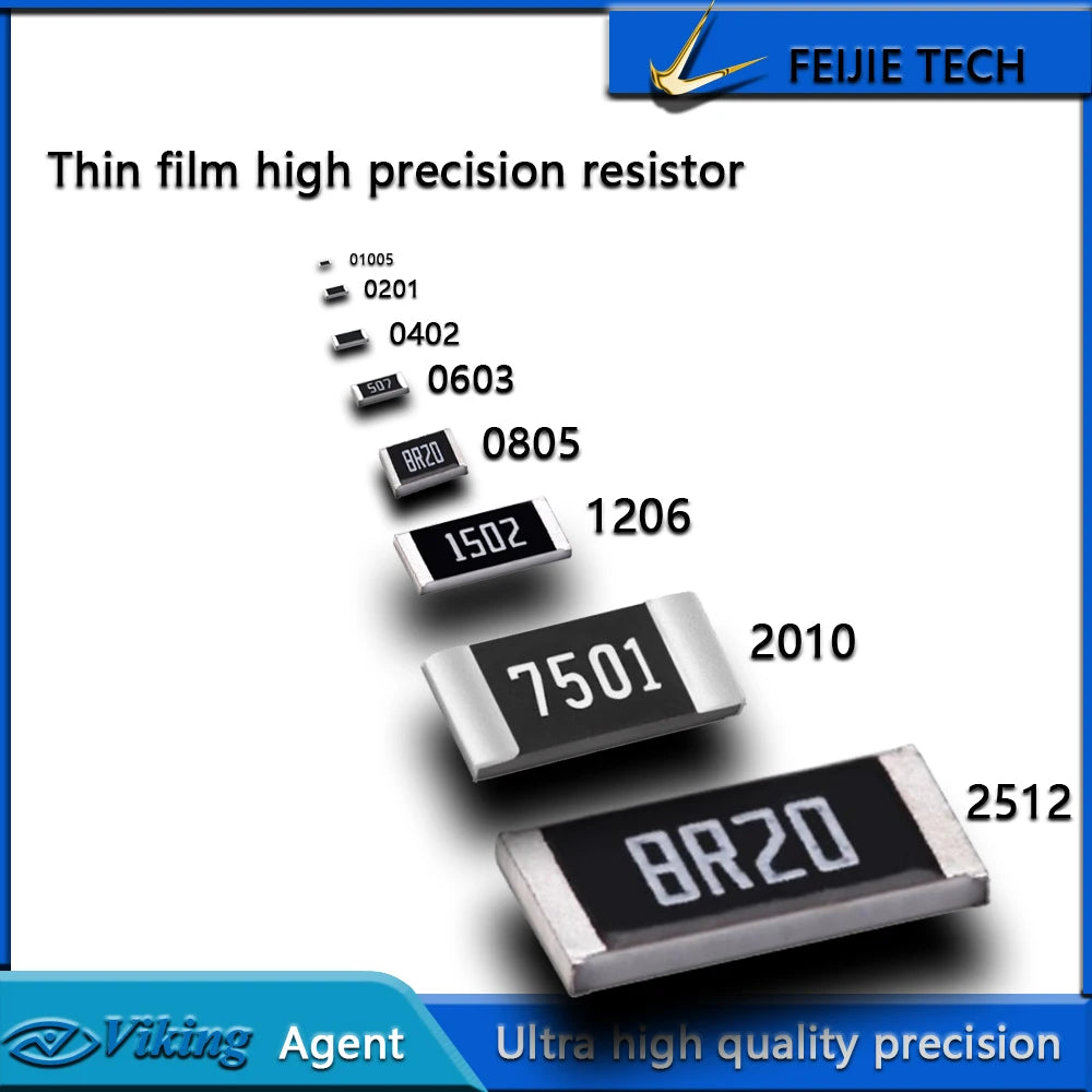 10PCS/lot 0603 0.01% 25PPM high-precision resistor 1R 10R 50R 100R 150R 200R 470R 680R 910R 1Kohm 2Kohm 10Kohm