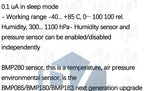 Black ZY BME280 3-in-1 Sensor Module, High Precision Temperature Humidity Barometer Altimeter Monitor Compatible with for Ardui