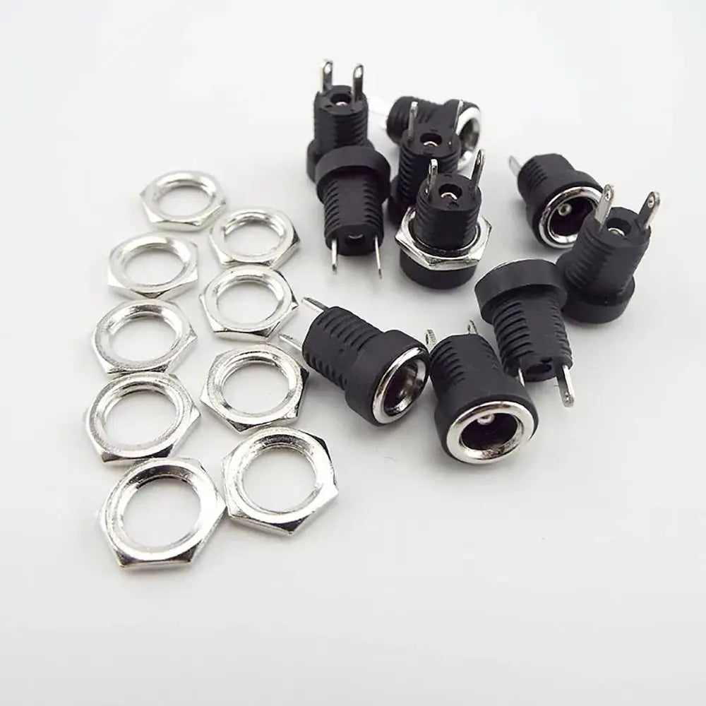 10Pcs DC Power Jack Supply Socket Connector 3.5*1.3/5.5*2.1/5.5*2.5mm DC 2 Terminal 2 Pin Panel Mount Connector Plug Adapter