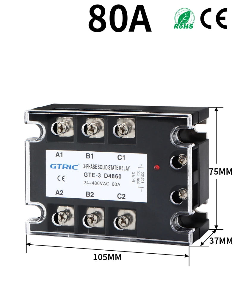 GTRIC Three-phase Solid State Relay DC Control AC AC Control AC 10A25A 40A 60A 80A 100A 120A 150A 200A 380V AC Solid State Relay
