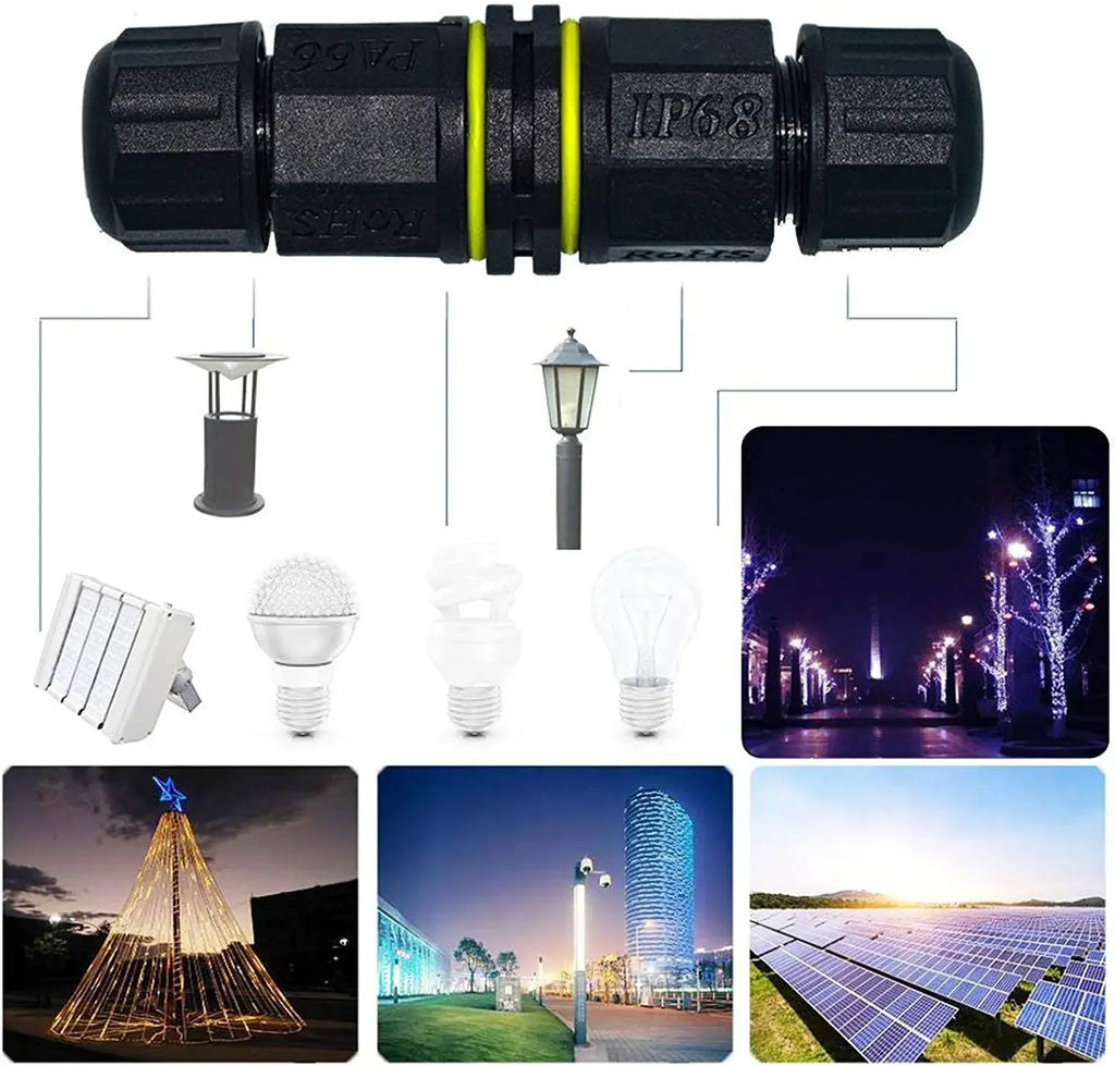 2pcs Waterproof Outdoor IP68 Electrical Cable Connector 2P3P4P M20 Plug 5-11mm Terminal Block External Power Cord Junction Box