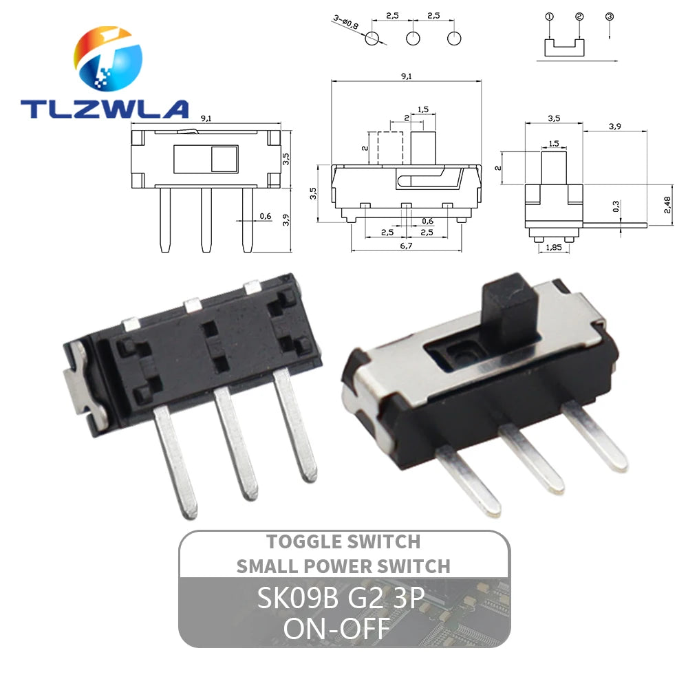 10PCS Slide Switch Micro-power Toggle Switch Single and Double-row Direct-inserted Horizontal Sliding Second Gear Third Gear