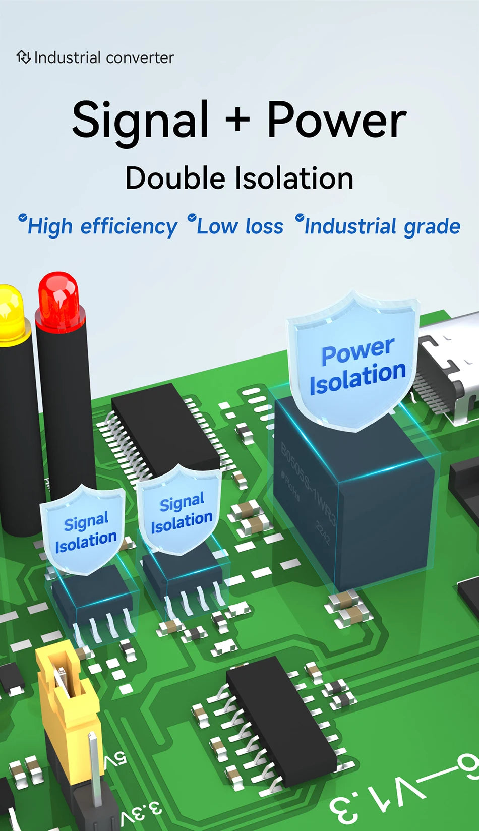 FT232RL USB To RS485 RS422 RS232 TTL Industrial Converter CDSENT E810-U15 FTDI FT232 Power Signal Isolation Type-C DC4.5~5.5V