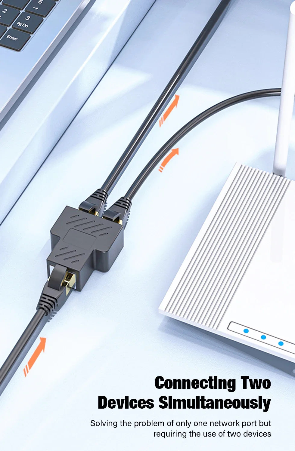 RJ45 Splitter 1 to 2 Ethernet Adapter Internet Network Cable Extender RJ45 Connector Coupler for PC TV Box Router High Quality