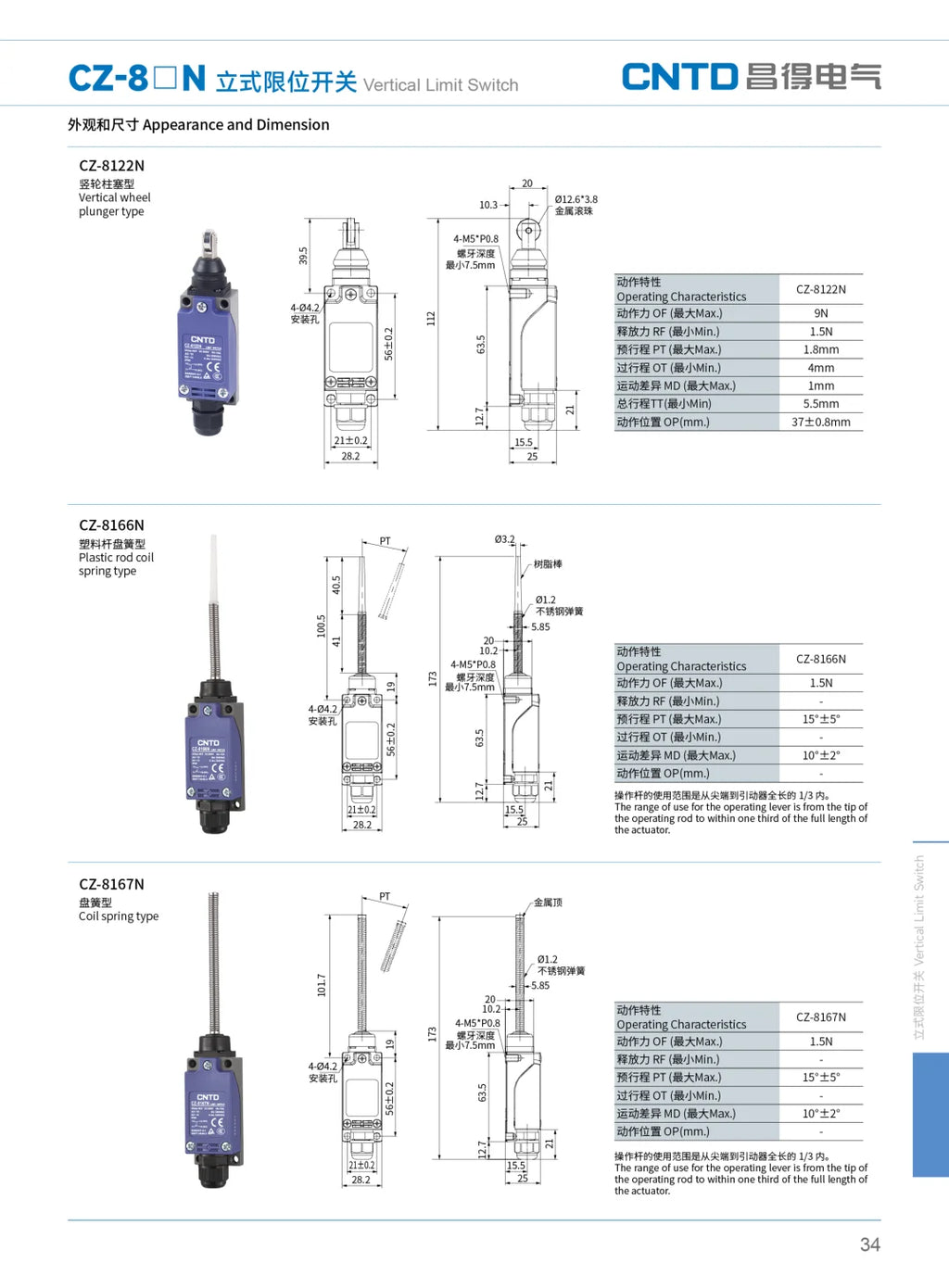 2PCS CNTD CZ-8N Limit Switch Replacement Spare Waterproof IP65 10A 250VAC for CNC Machine Quick Install NC NO Easy Wiring