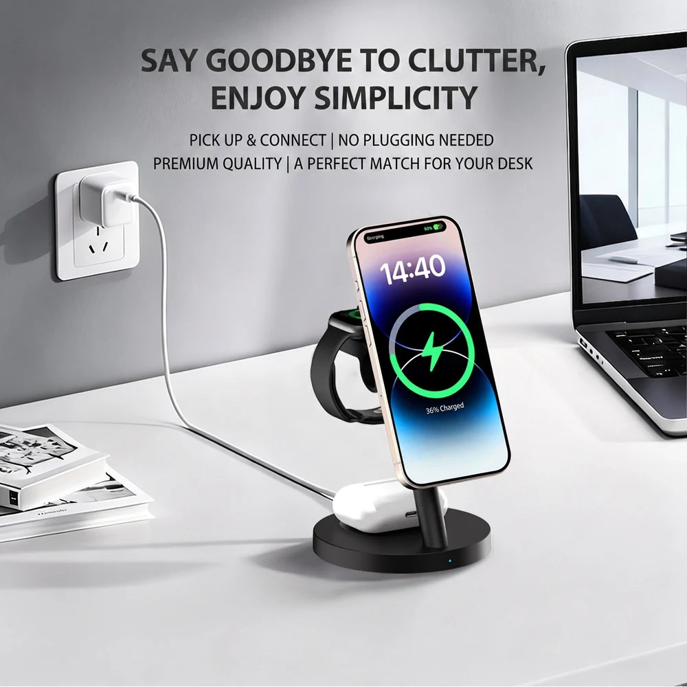 3in1 Qi2.2 25W Fast Wireless Charging Station 45W PD Plug For iPhone 17 16 Pro Max Plus Apple Watch Ultra SE 3 11 10 AirPods