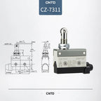 CNTD CZ-7311 IP64 Waterproof Heavy Duty Mini Horizontal Limit Switch Panel Mount Roller Plunger Self Reset 10A 380V
