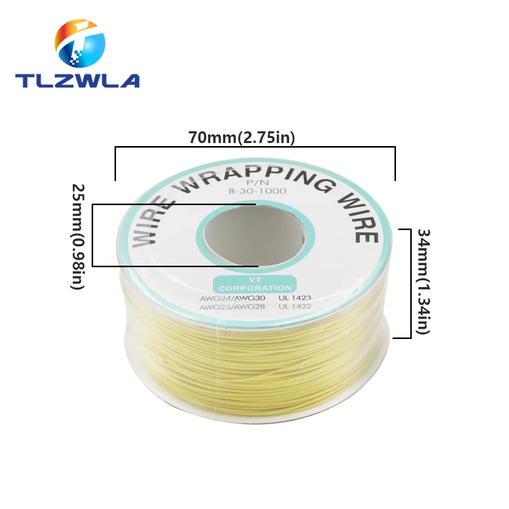 30AWG 0.5MM PCB Flying Jumper Wire OK Line Wrapping Wrap Flexible Insulation Tin-Plated 250Meter 820FT Single Conductor