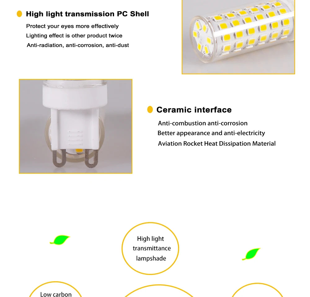 Brightest G9 LED Lamp AC220V 3W 5W 7W Ceramic SMD2835 LED Bulb Warm/Cool White Spotlight Replace Halogen Light Consignment