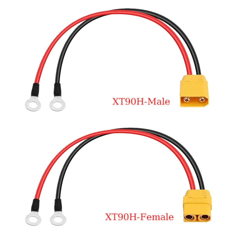 XT90 to O-Ring Terminal Cable XT90H Male and Female to O-Ring Connector Cable with (1m~10m )12AWG 10AWG Silicone Wire
