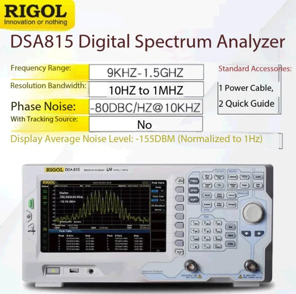RIGOL DSA815 DSA815-TG Sweep Type Spectrum Analyzer 9kHz to 1.5GHz 10Hz to 1MHz Resolution Bandwidth for Electronic Components