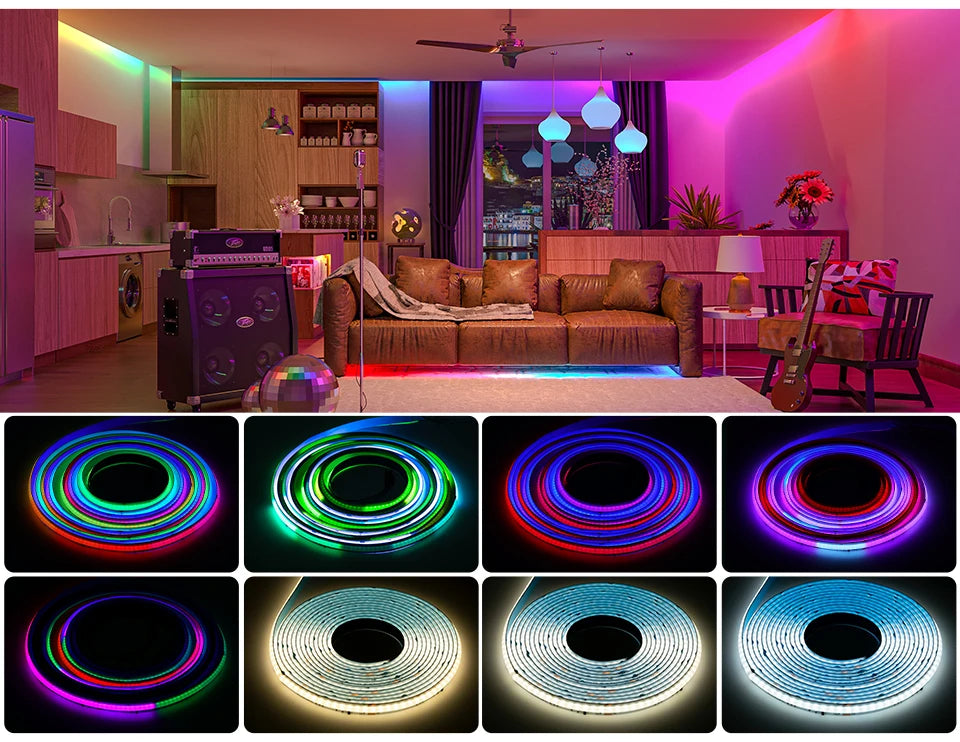 FCOB SPI RGBW IC LED Light Strip WS2814 Addressable 784 LED Dream Color 10mm DC24V SK6812 High Flexible FOB COB Lights RA90 IP30