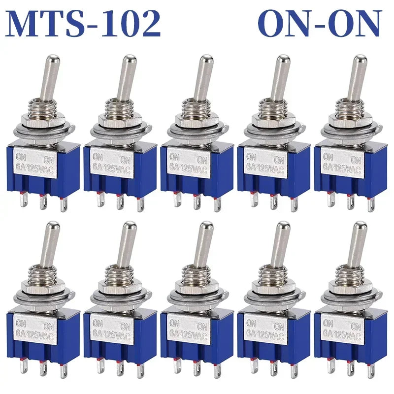 10Pcs Waterproof Cap Miniature Toggle Switch ON-OFF-ON / ON-ON SPDT DPDT MTS-102 MTS-103 MTS-202 MTS-203 Rocker Switch