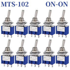 10Pcs Waterproof Cap Miniature Toggle Switch ON-OFF-ON / ON-ON SPDT DPDT MTS-102 MTS-103 MTS-202 MTS-203 Rocker Switch