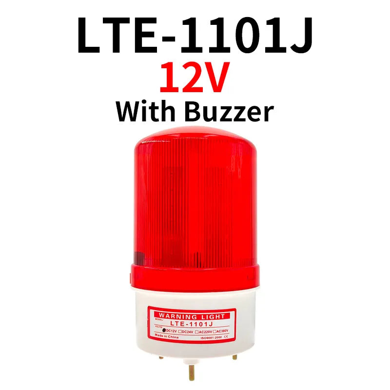 12V/24V LED Strobe Signal Warning Buzzer Light Warning Lamp Sound Indicator Light Flashing Security Alarm 220V LTE-1101J